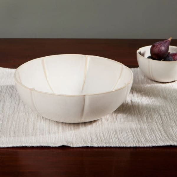 Bol de service, grès, beige, DIA 8 po x H 3 po ; 50 oz