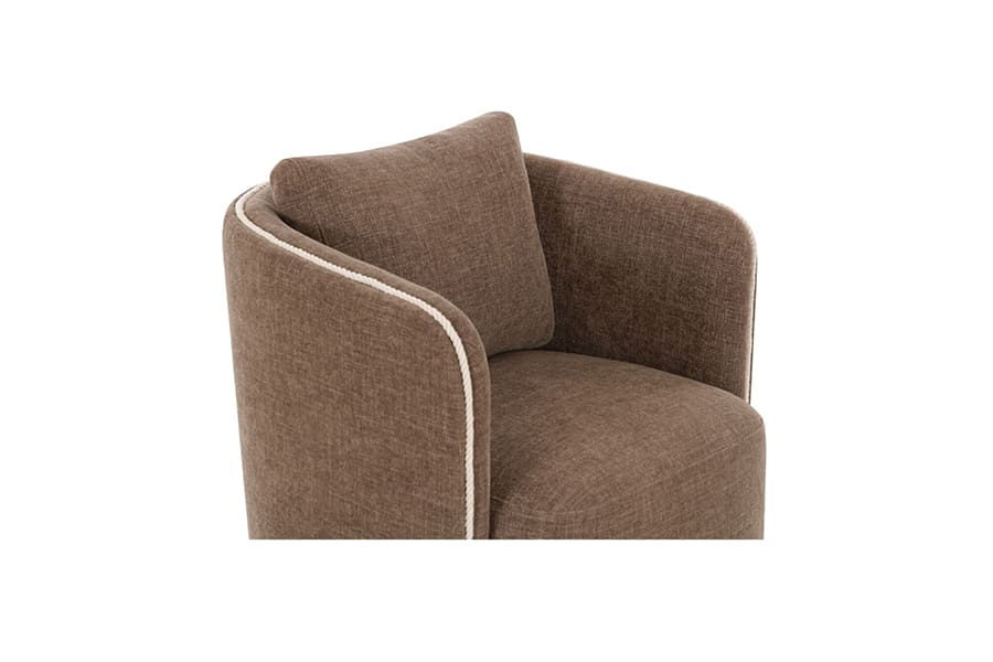 Miniature : Chaise pivotante classique tissu brun profond avec détail de couture
