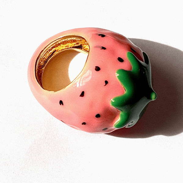 Thumbnail: Bague, grandeur 7, fraise rose