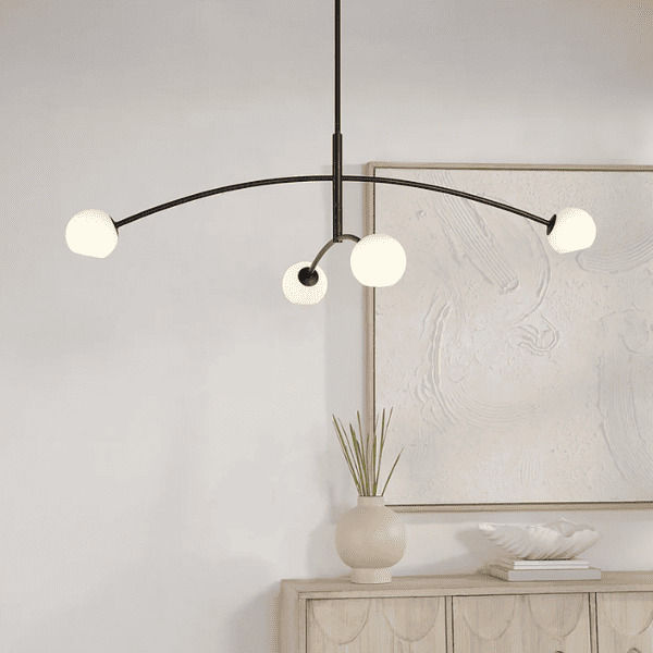 Luminaire suspendu, Nube, en poudre noir noir avec 4 globes
