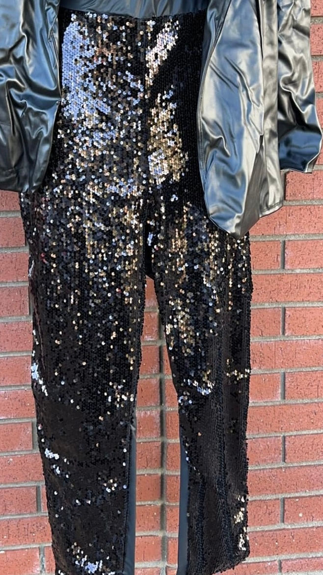 Thumbnail: Sequin faux leather Pants