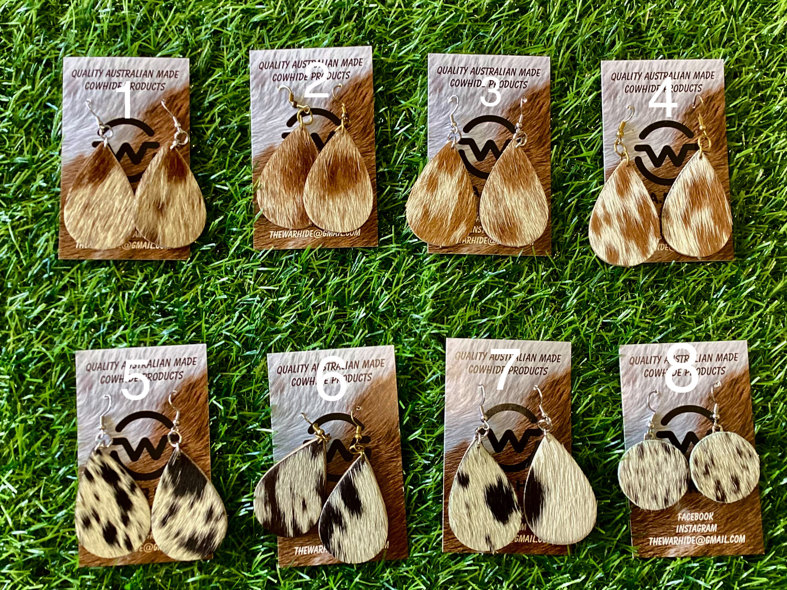 Cow Hide Drop Earrings