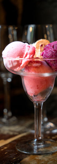 Shiba Media Restaurant Desert Strawberry and Blueberry Sorbet