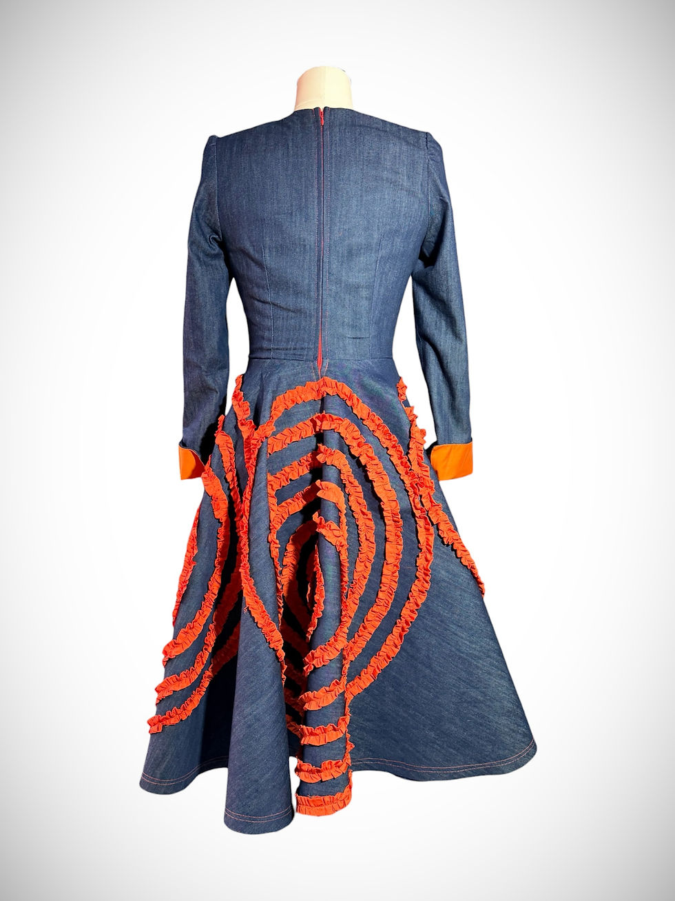 Miniatura: Vestido-Capa "Memoria" | Denim Escultórico con Círculos Texturizados