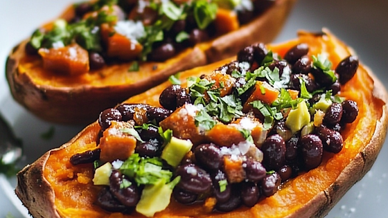 Stuffed Sweet Potato- 350-400 Calories- Fiber Slow carbs