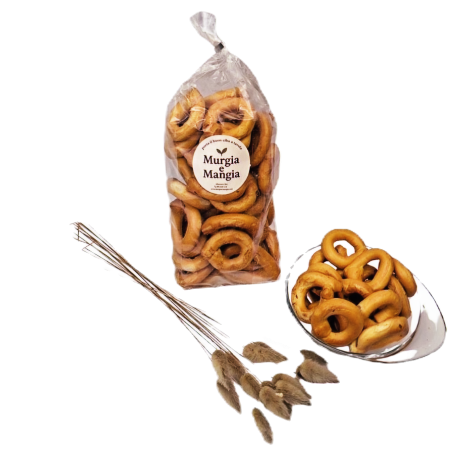 Scaldatelle pugliesi artigianali in olio di oliva, croccanti, in confezione da 350 g e 1000 g.