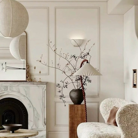 Modern quiet luxury living room in cream color