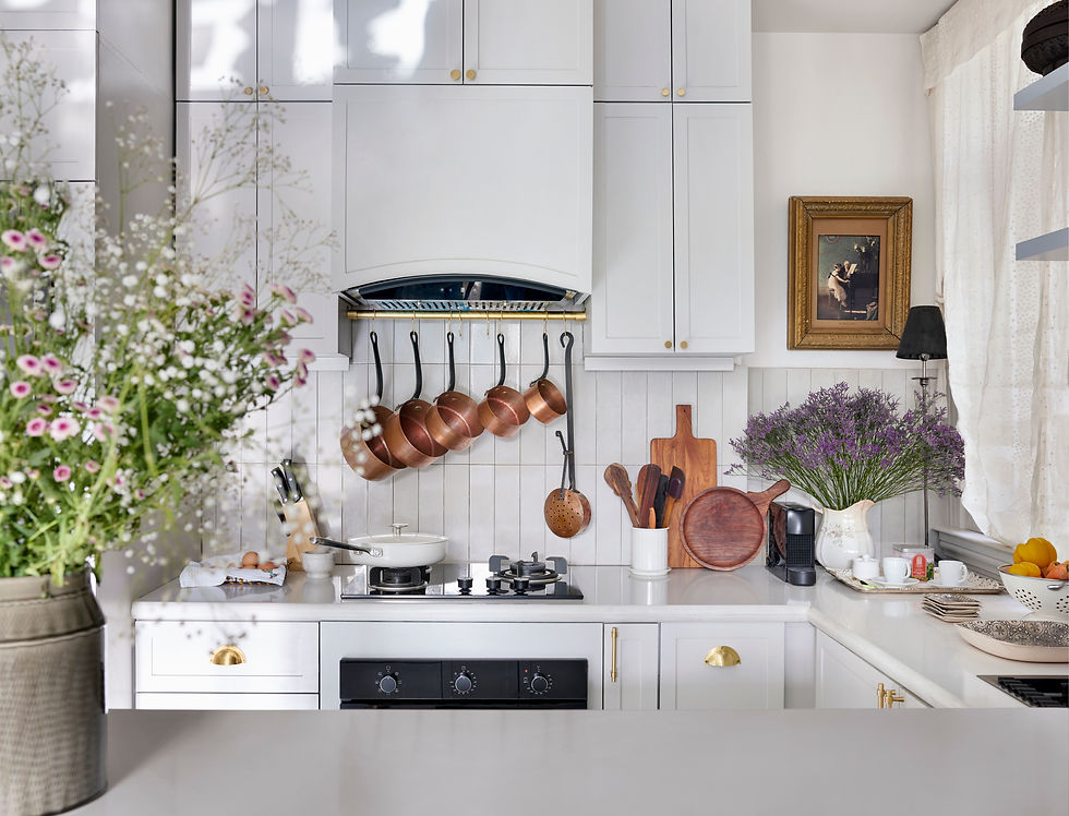 Compact open kitchen using quiet luxury design