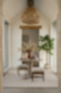 Entry foyer with rattan pendant light in neutral colors