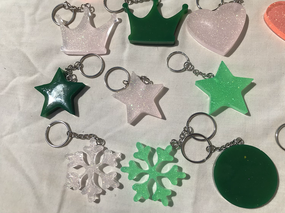 Thumbnail: Hand made resin key chains. Pot leaf, hand, and customizable fun shapes. 