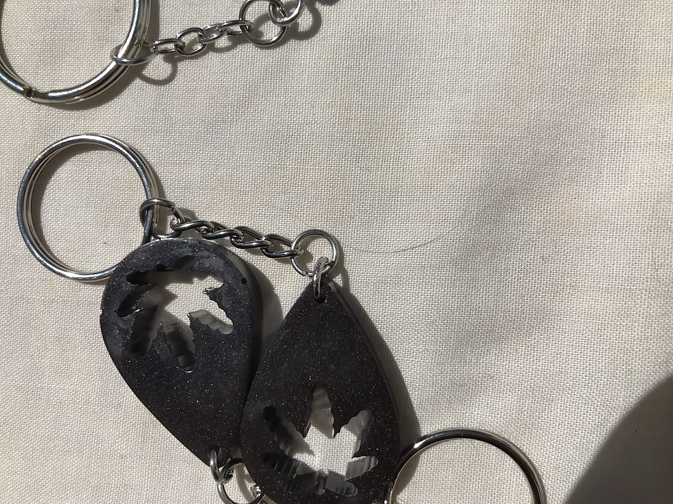 Thumbnail: Hand made resin key chains. Pot leaf, hand, and customizable fun shapes. 