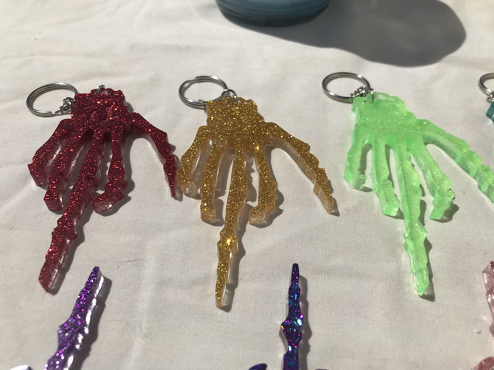 Thumbnail: Hand made resin key chains. Pot leaf, hand, and customizable fun shapes. 