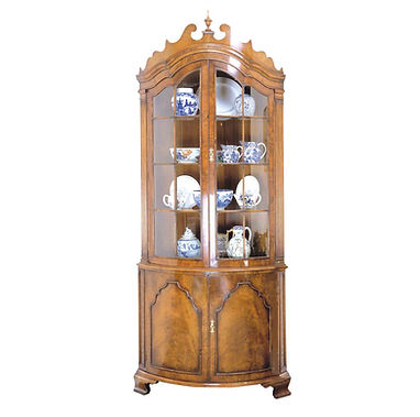 Walnut Bow-fronted Corner Cabinet