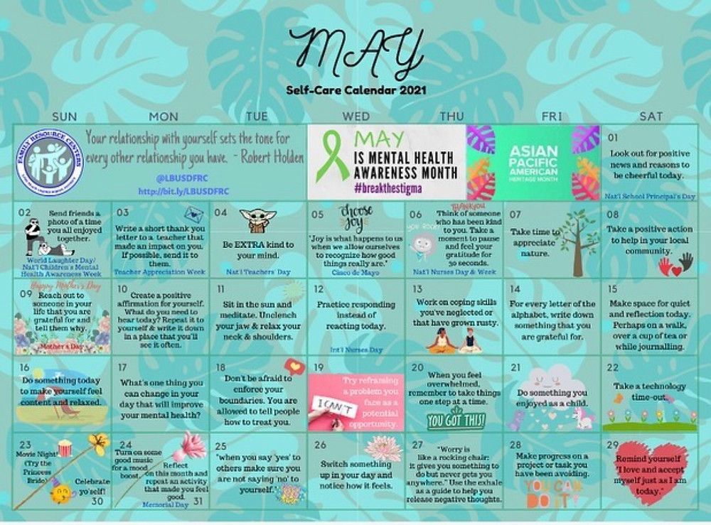 Lbusd Calendar 2023 May Self-Care Calendar