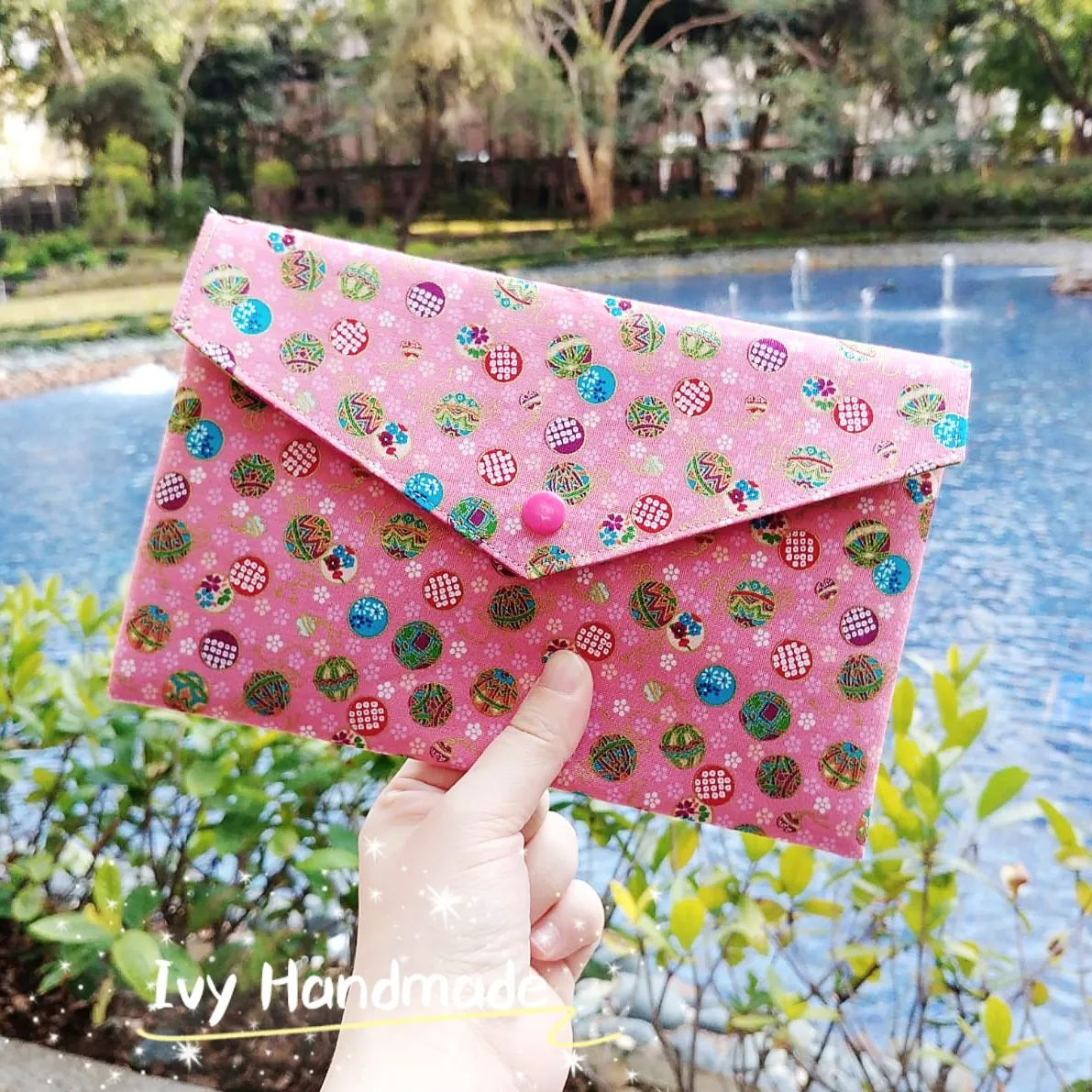 大信封利是袋 22X14 - 和風繍球pink