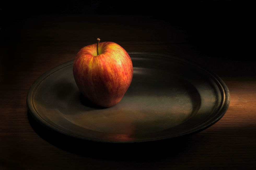 Apple on plate