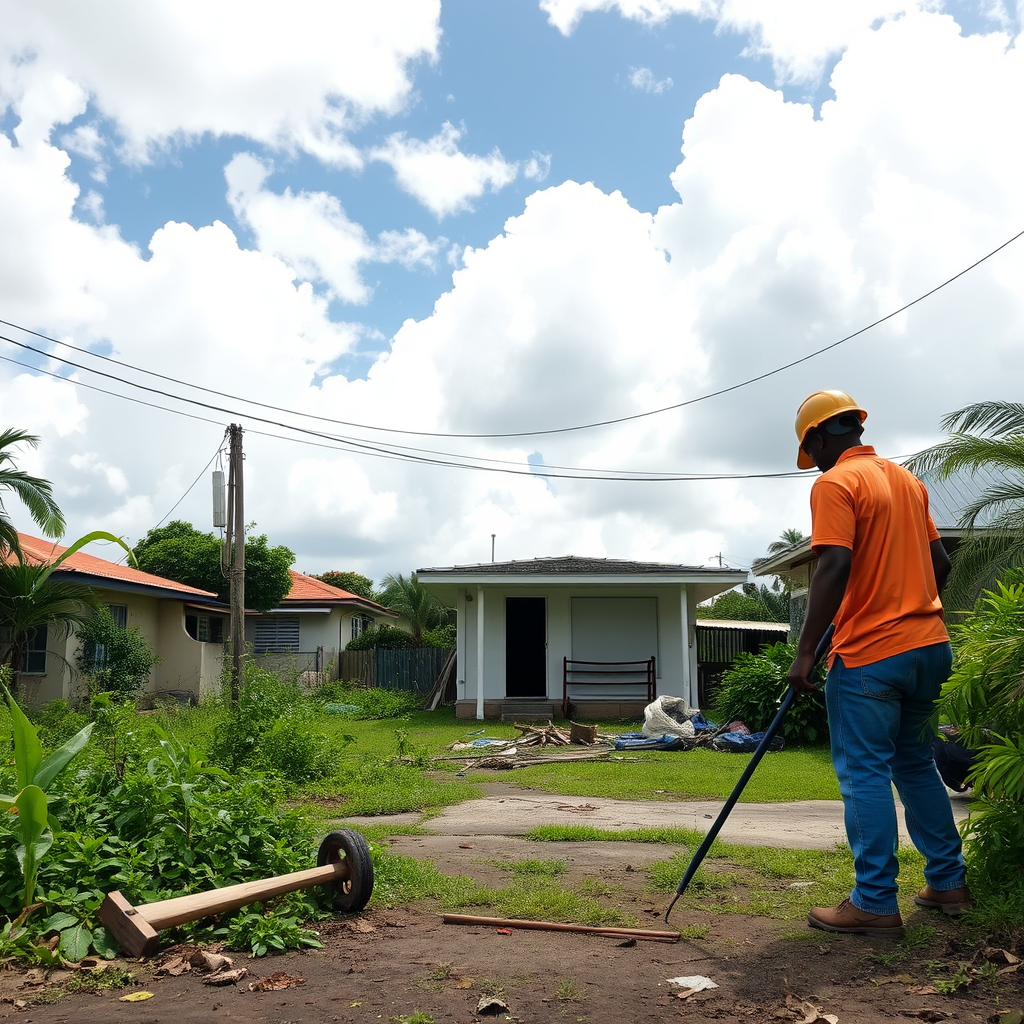 Tools and contractors rebuilding homes in Jamaica