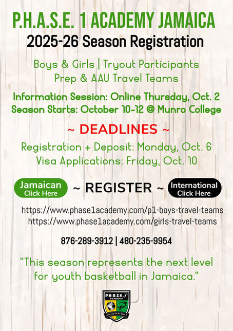P.H.A.S.E. 1 Academy Jamaica Registration New and Returning Members