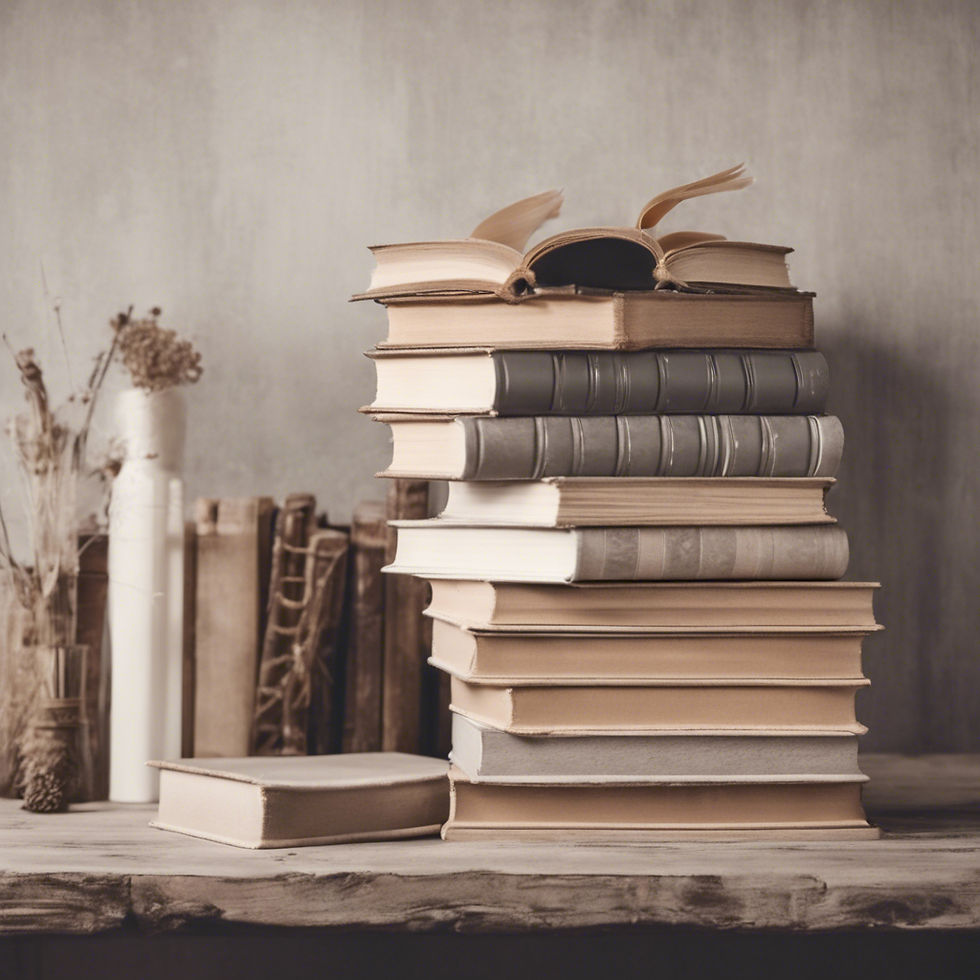 bunch of books with neutral colors