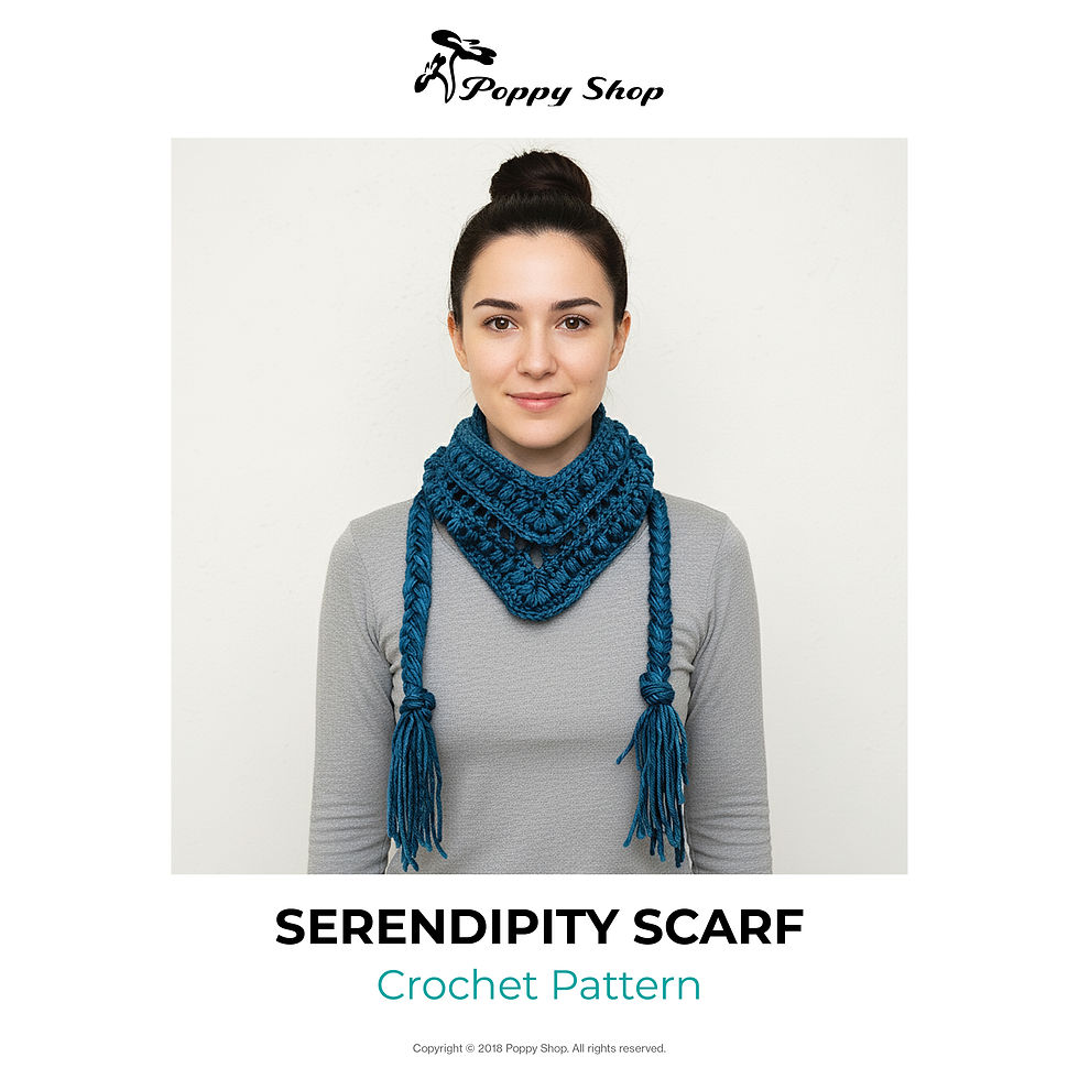 Thumbnail: Serendipity Scarf crochet pattern pdf cover image.