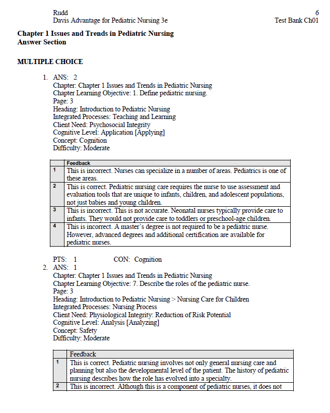 Thumbnail: Davis Advantage for Pediatric Nursing Critical Components of Nursing Care 3rd Edition Test Bank