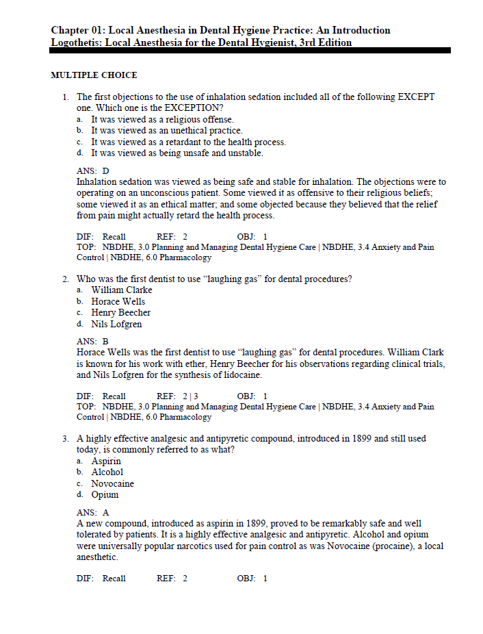 Thumbnail: Local Anesthesia for the Dental Hygienist 3rd Edition Test Bank