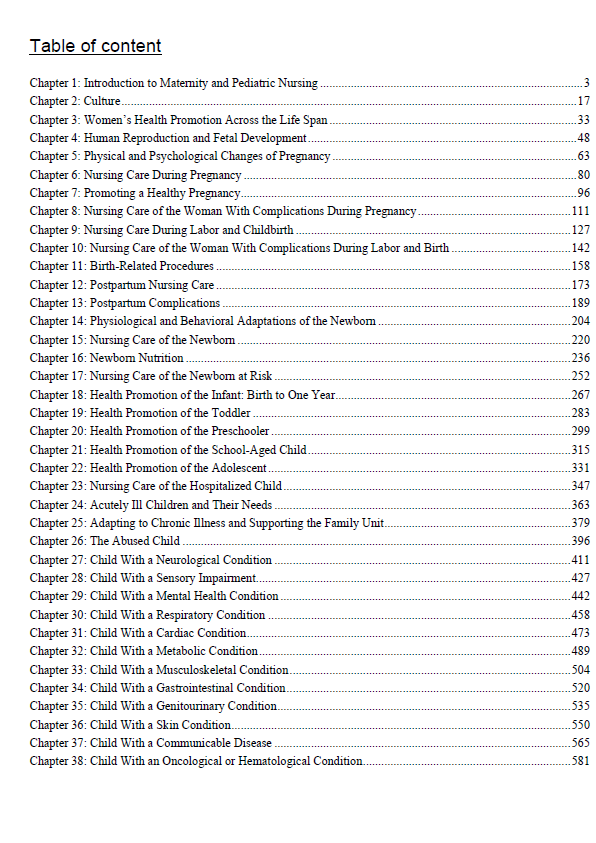 Safe Maternity and Pediatric Nursing Care 3rd Edition Test Bank