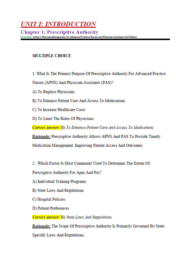 Thumbnail: Lehne's Pharmacotherapeutics for Advanced Practice Nurses and Physician Assistants 3rd Edition Test Bank