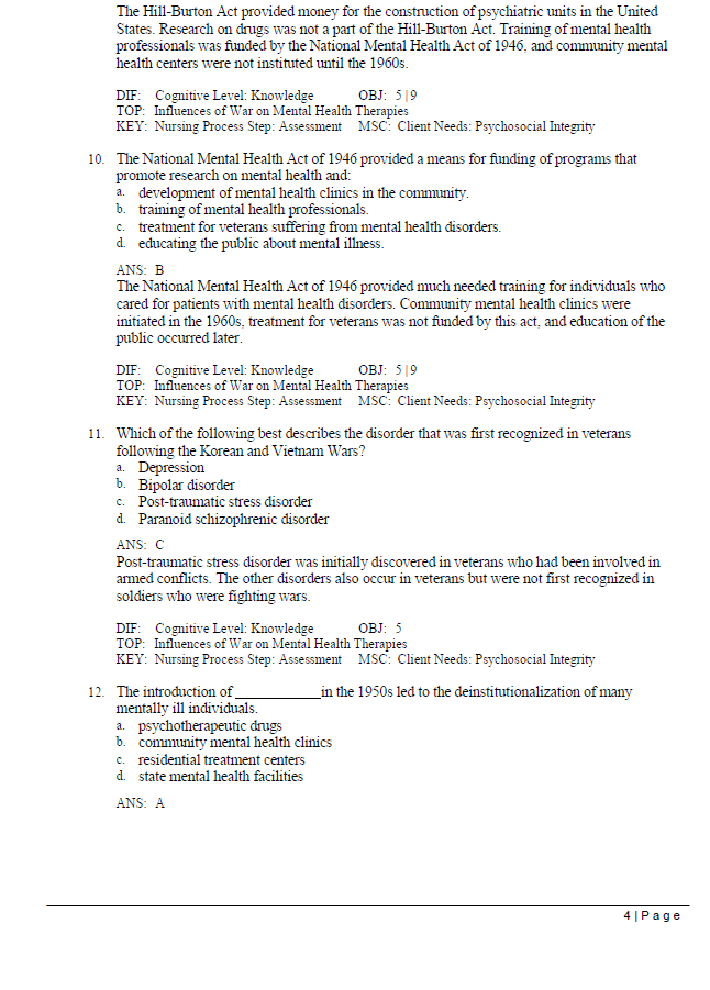 Thumbnail: Test Bank Foundations of Mental Health Care 9th Edition Brittany Hunter