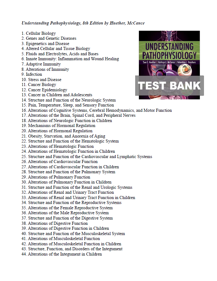 Understanding Pathophysiology 8th Edition Huether, McCance 9780323937283