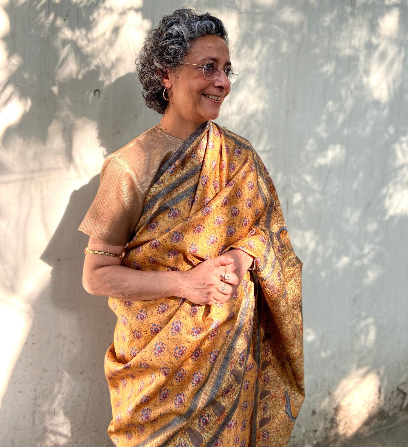 Sunheri mor Pichwai saree