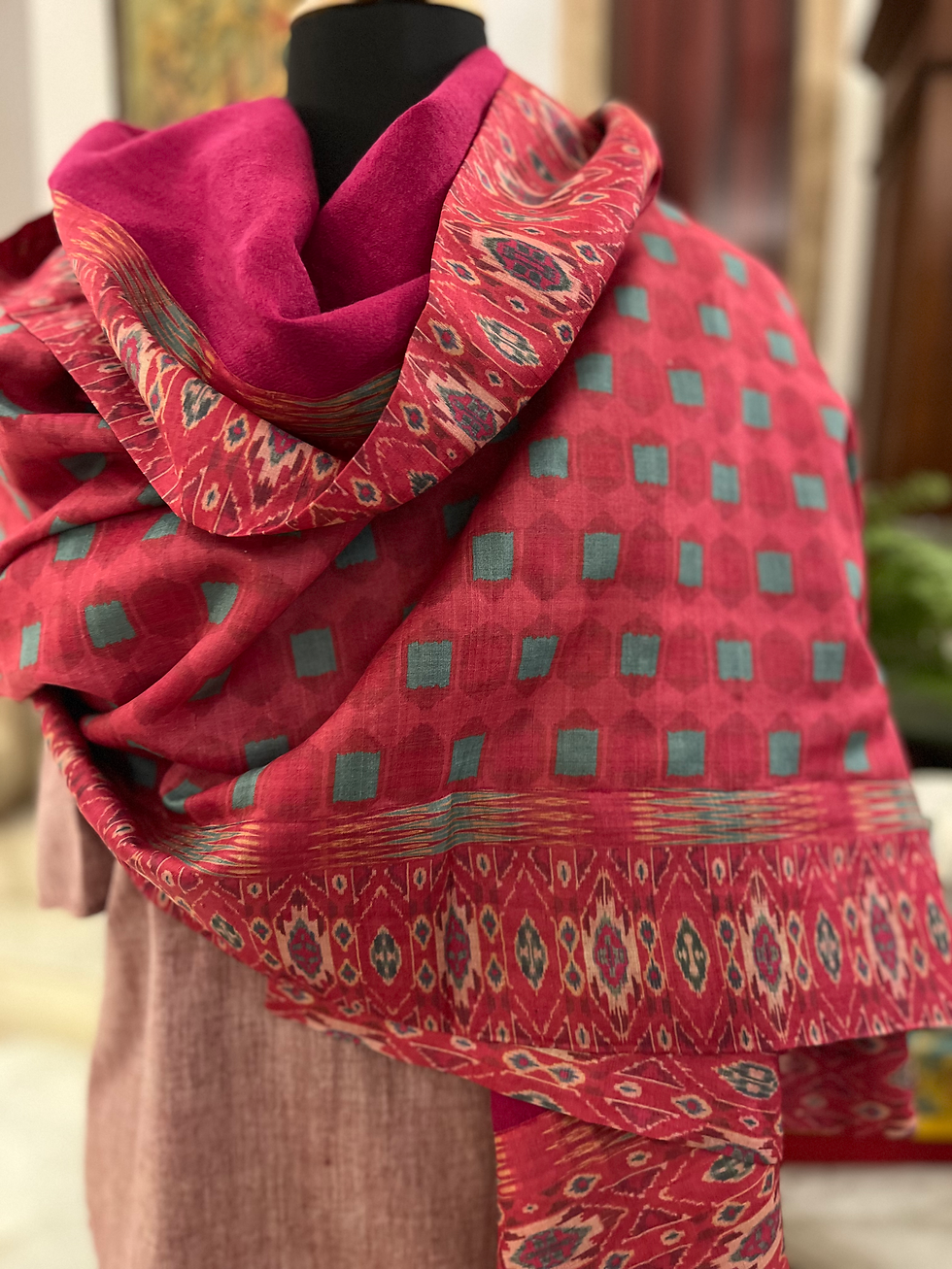 Thumbnail: Jaipur silk and wool shawl