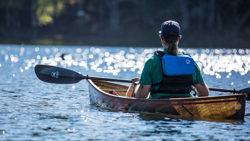 man paddling in ultralight canoe