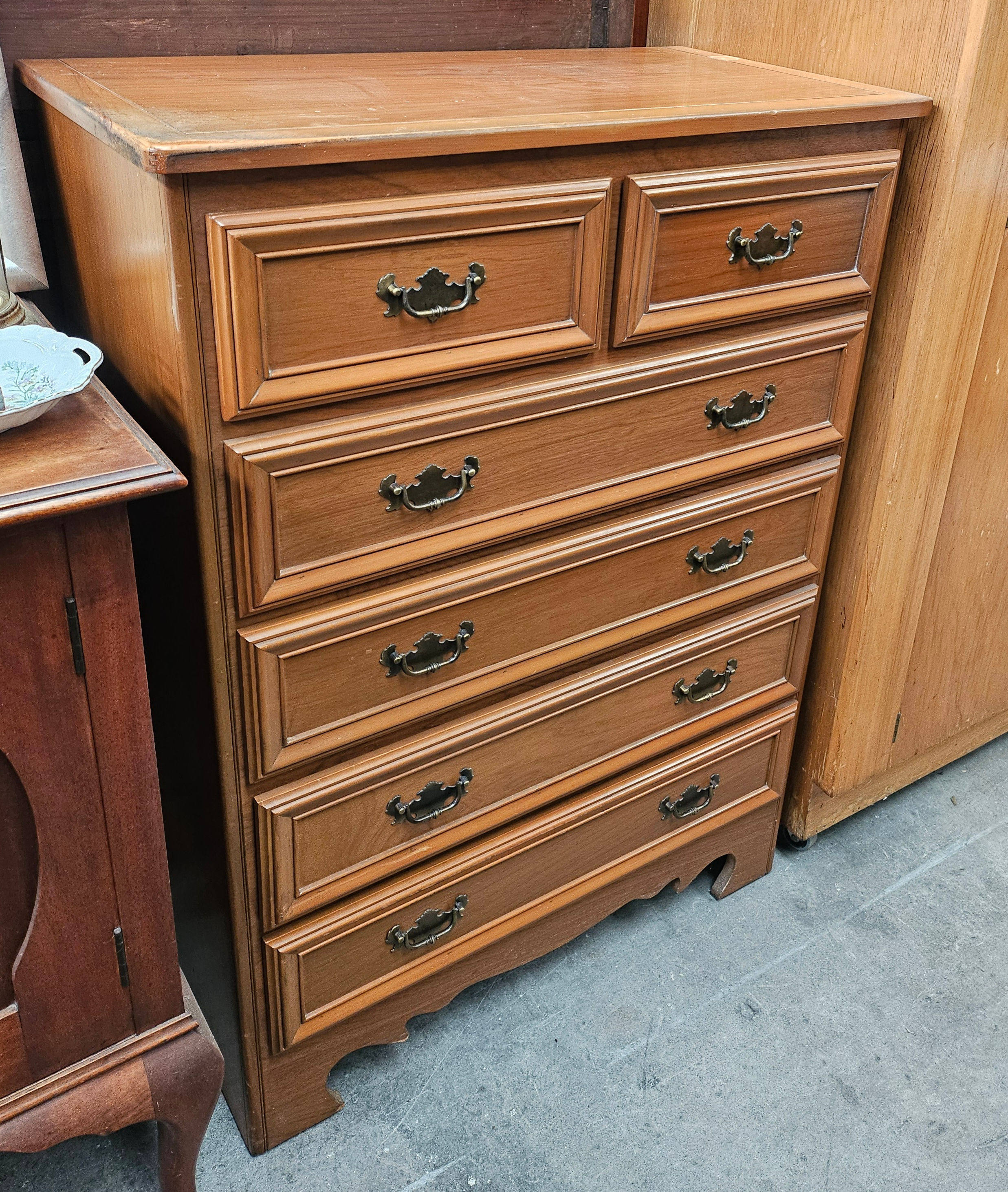 Chest of Drawers: 6-Drawer Chest of Drawers W/ Brass Handles