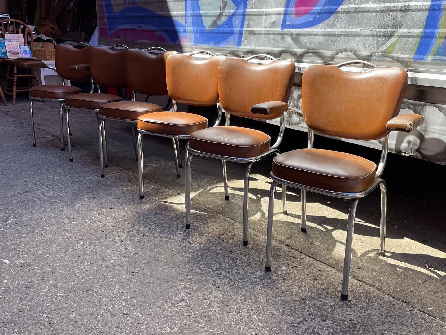 A Set of 4 + 2 Solid Carvers Art Deco Kitchen Chairs