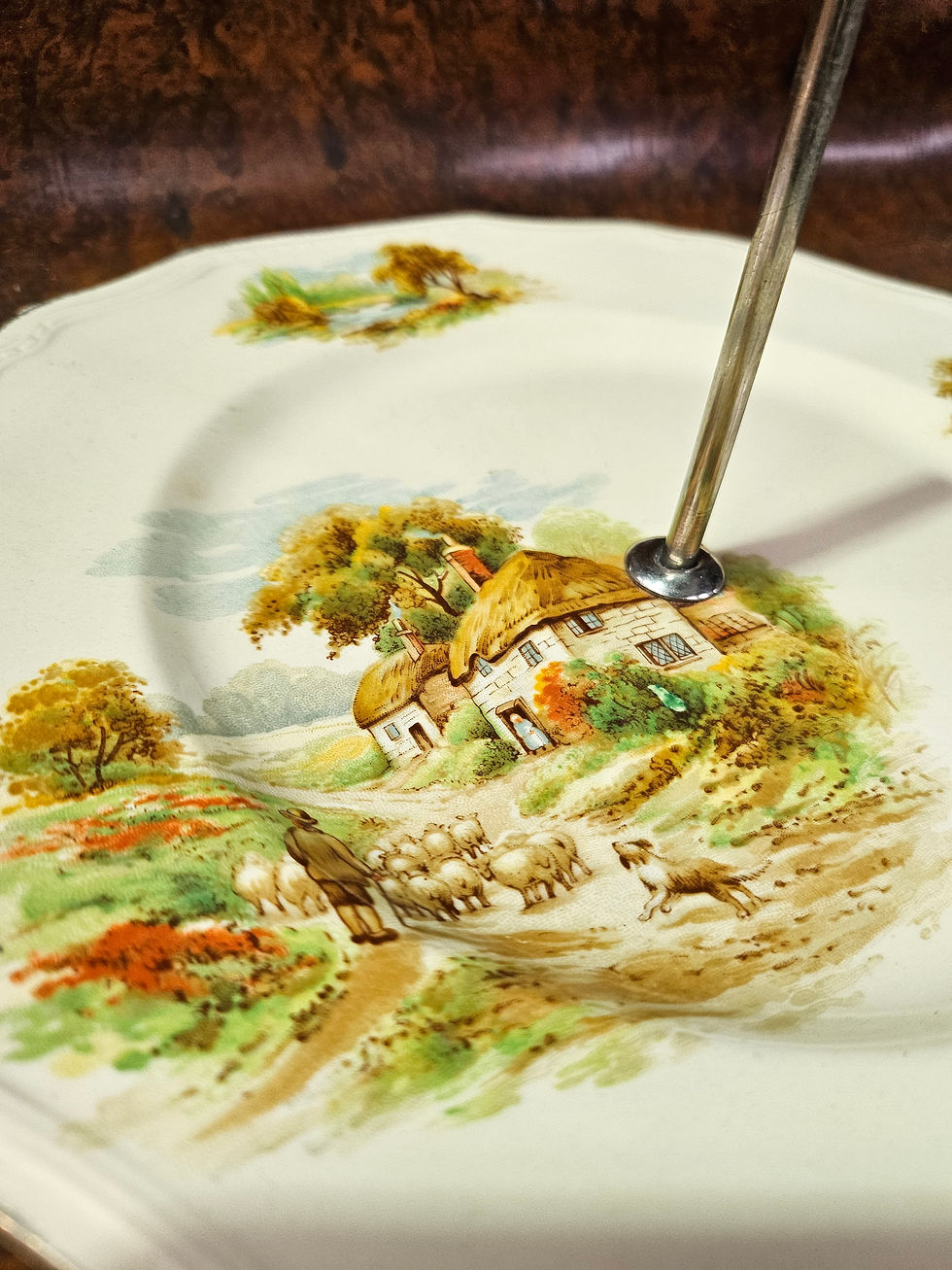 Thumbnail: Cake Plate: Vintage Alfred Meakin England Homestead Cake Plate C. 1930s