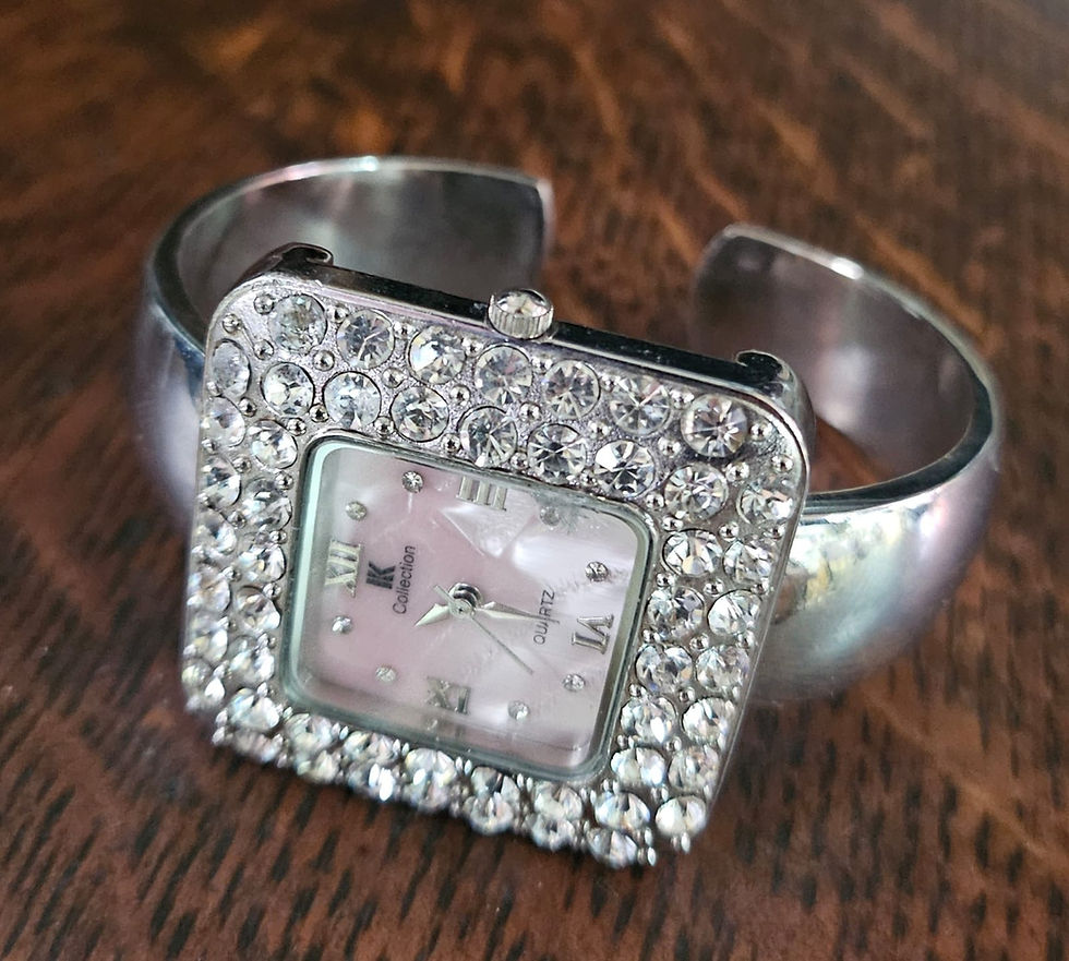 Thumbnail: Watch: Blekon Collections Square Quartz Watch W/ Rhinestone Cuff Bangle