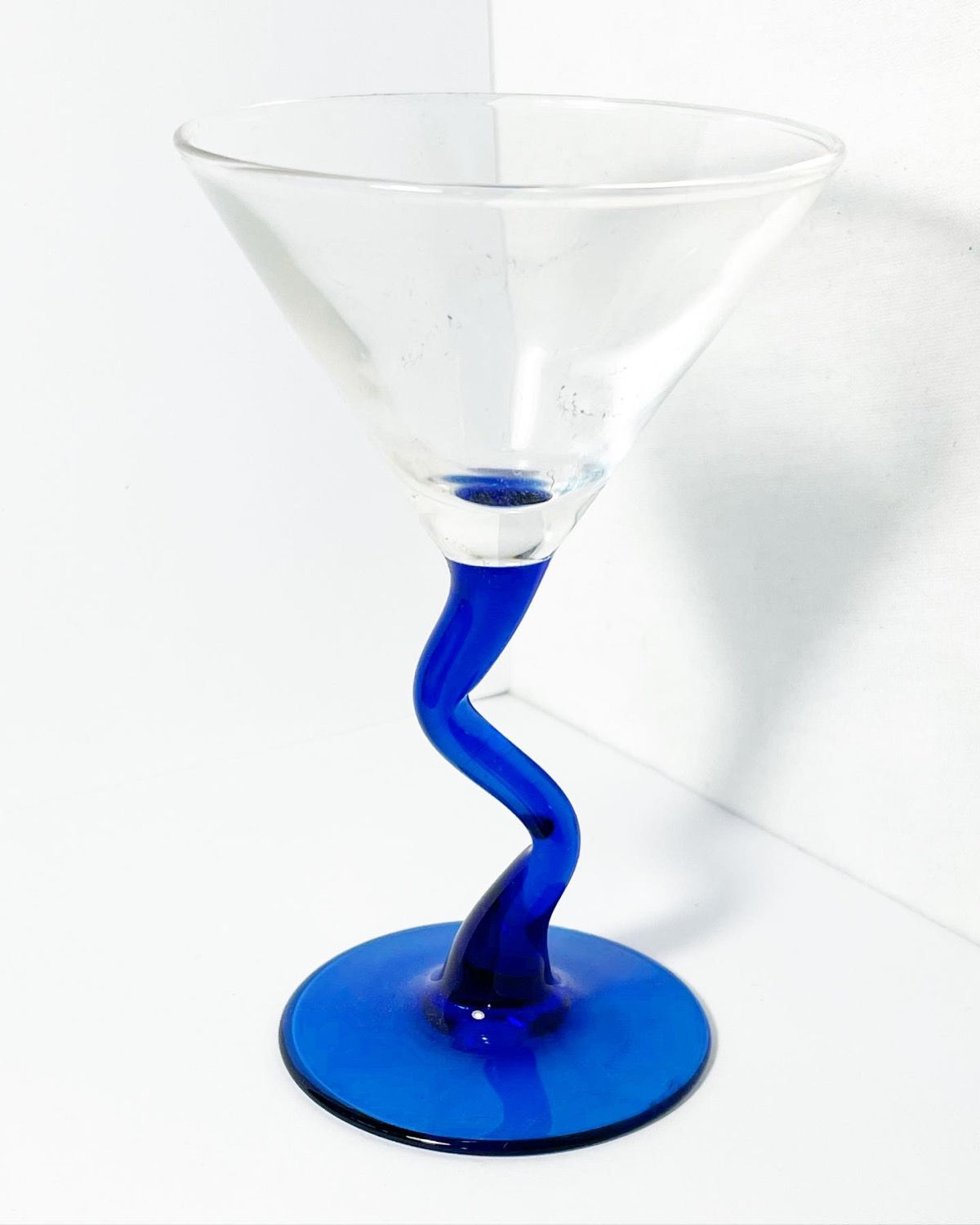 Mid Century Modern Martini Glass with Cobalt Blue Z Stem