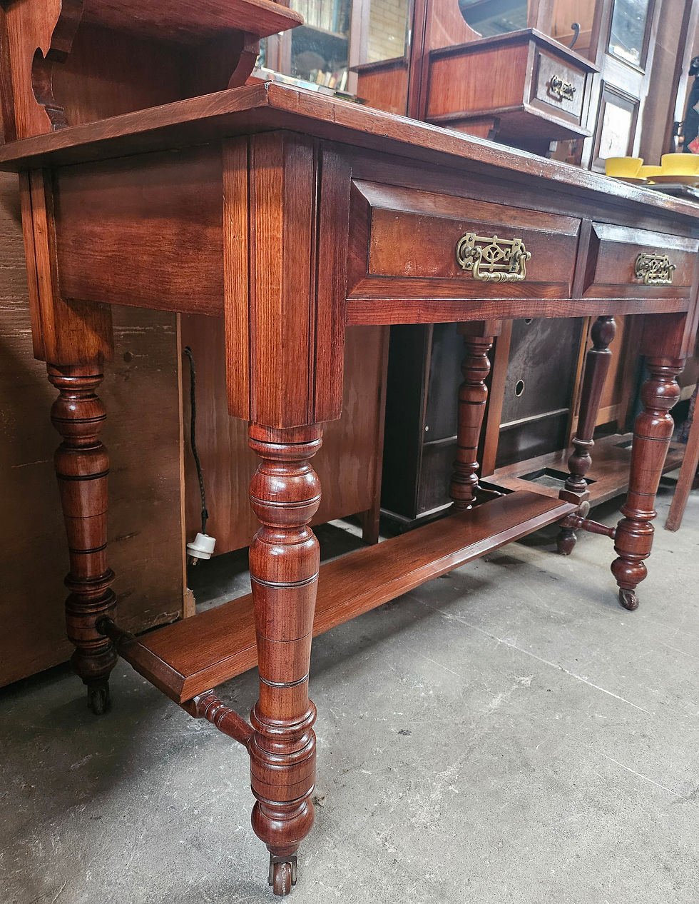Thumbnail: Dresser: Victorian Blackwood Dresser W/ Bevel Edged Mirror And Four Drawers