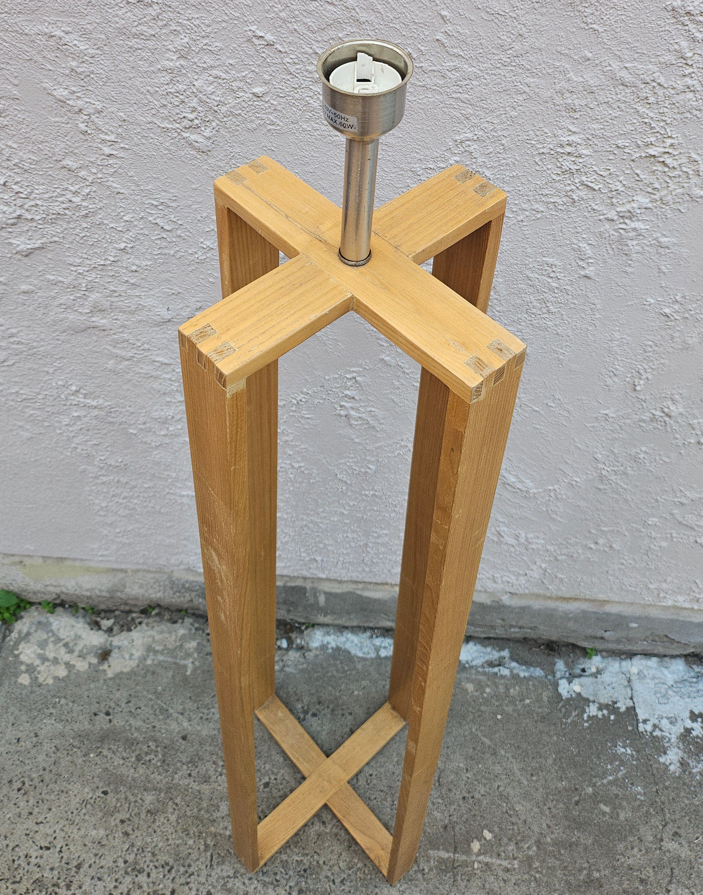 Floor Lamp: Pine Wood Floor Length Floor Lamp Base