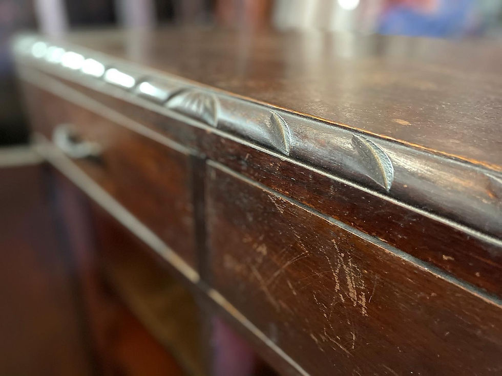 Thumbnail: Antique Tudor 2 Drawer 2 Door + 1 Glass Door Buffet
