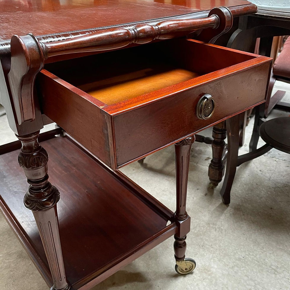 Thumbnail: Gorgeous 2 Drawer Handcrafted Drop-Side Tea Trolley