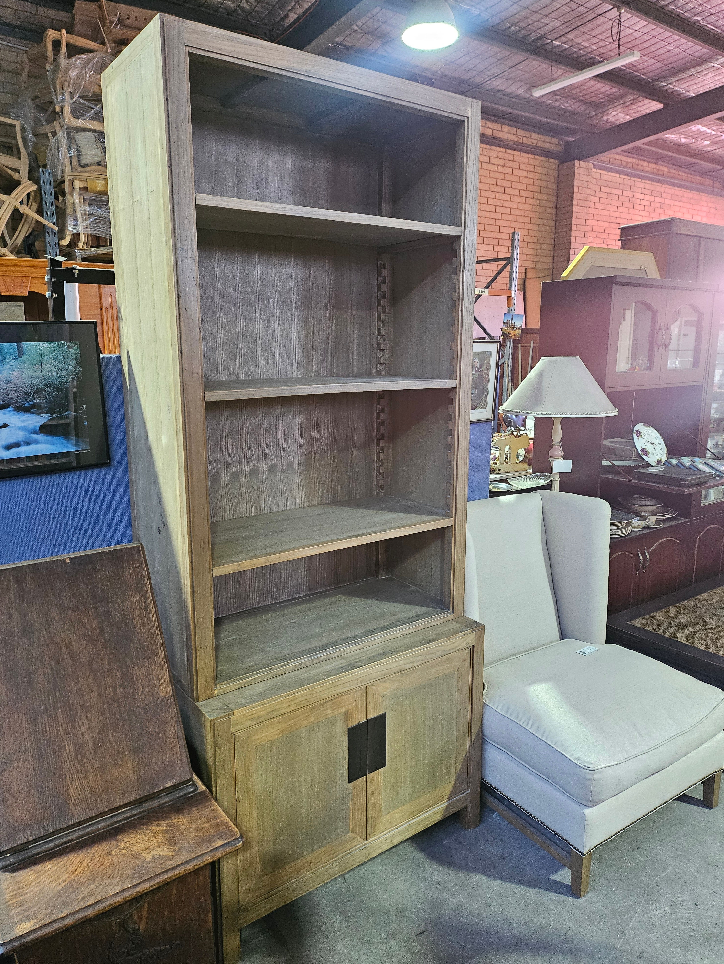 Bookcase: Tall Rustic Oak Bookcase W/ Adjustable Shelving