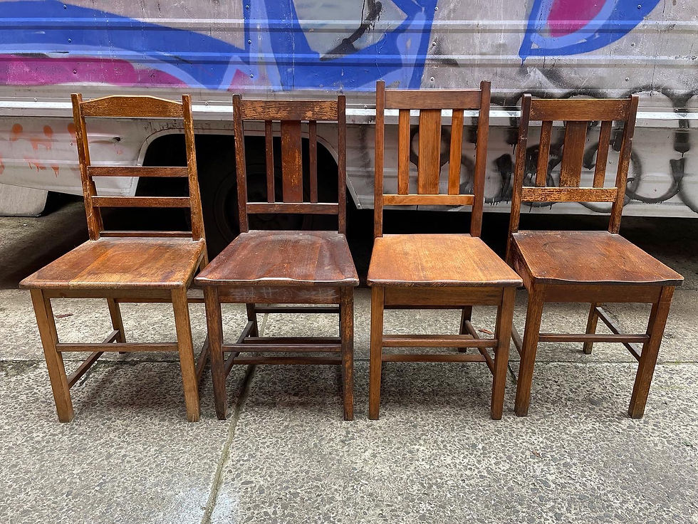 Thumbnail: 4 Various Wooden Vintage Chairs in Solid Condition 