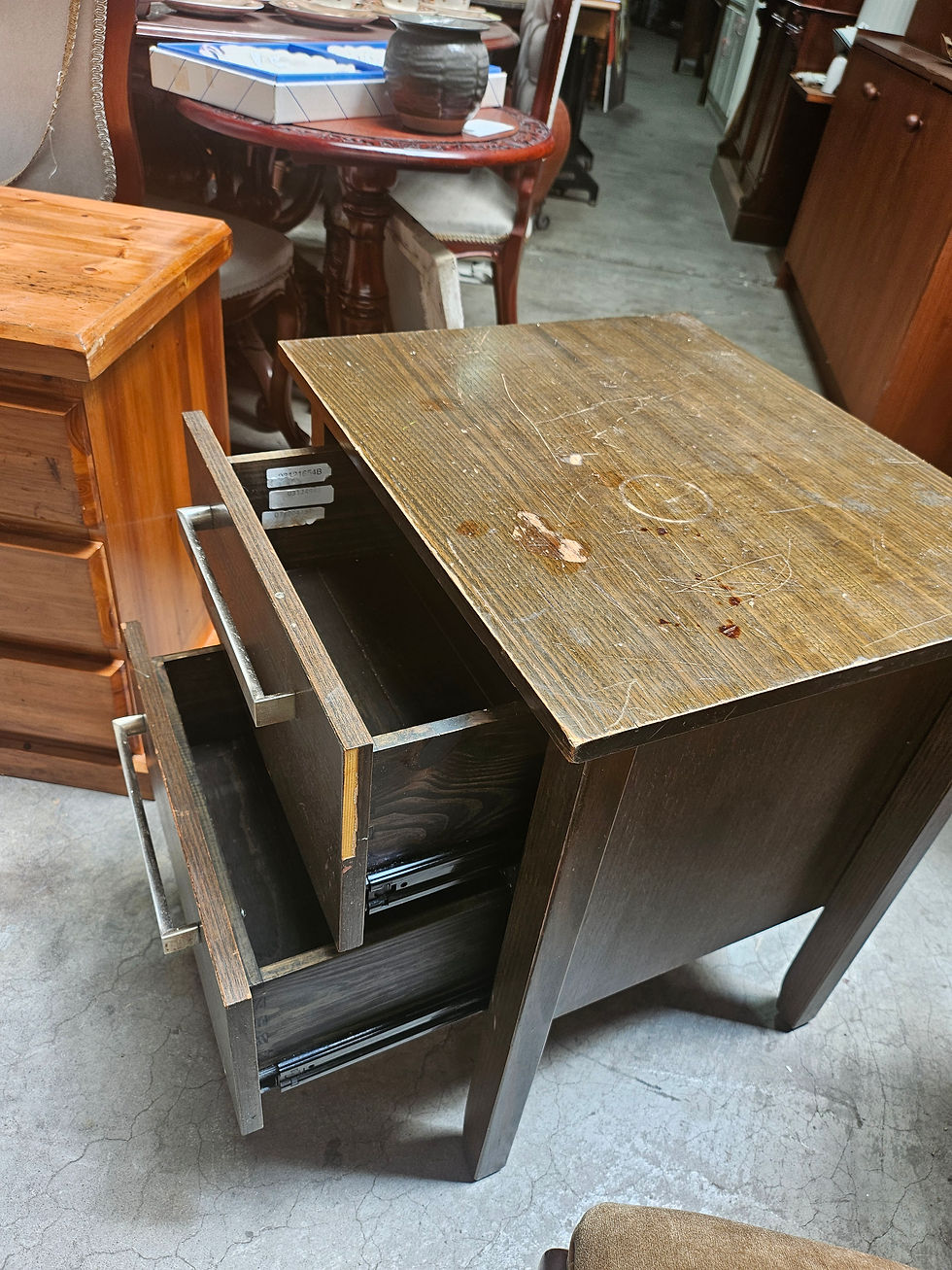 Thumbnail: Bedside Table: Vintage Two-Drawer Bedside Table By Total Bedroom