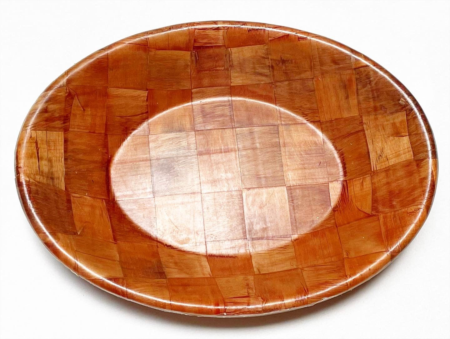 Large Oval Segmented Patchwork Wooden Fruit Salad Bowl from C.1960s