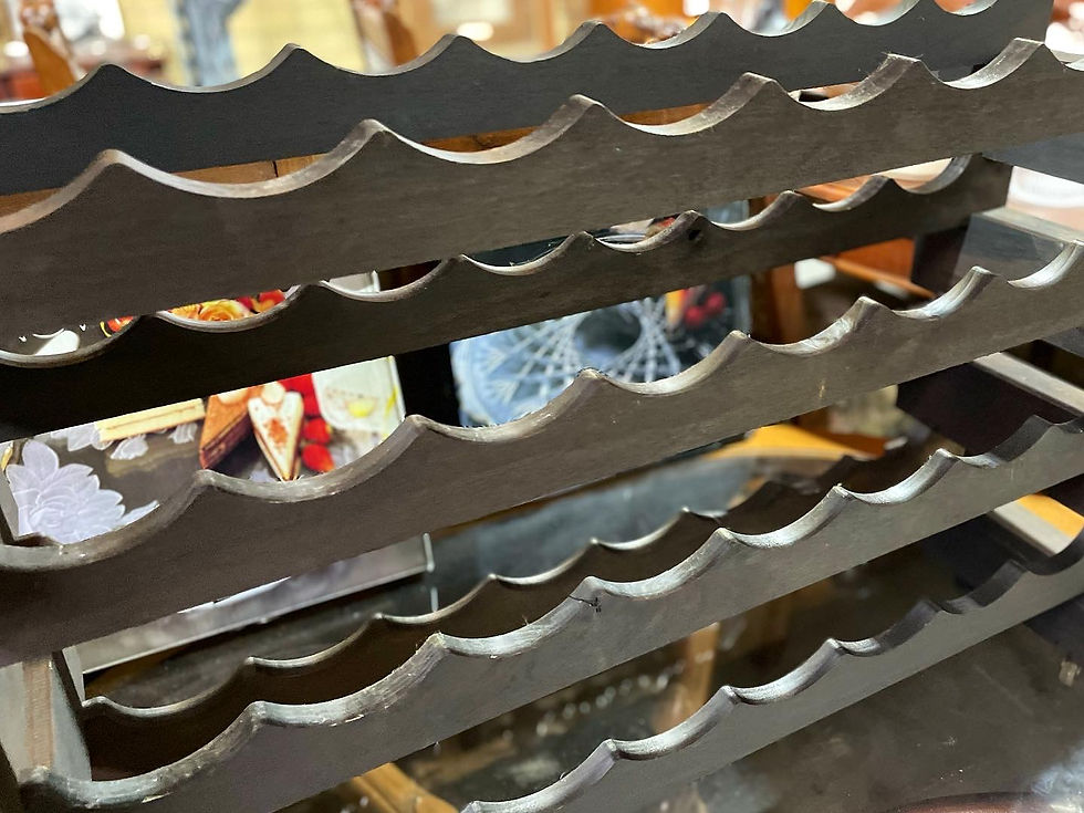 Thumbnail: Dark Oak Wooden Stackable Modular 32-Bottle Wine Rack in Good Condition
