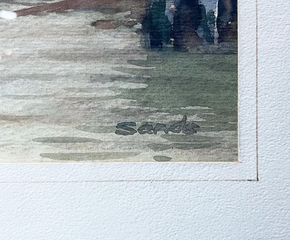 Thumbnail: Original Watercolour of ‘Boat Shed Williamstown’ signed by Leslie Sands, 1978 (A