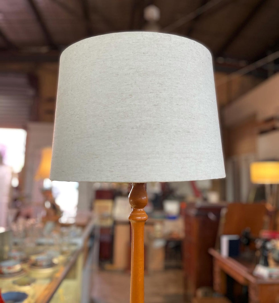 Thumbnail: Vintage Wooden Light Stain Standing Lamp 