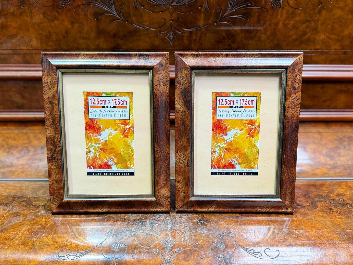 Set of Two Luxury Timber Finish Photographic Frames